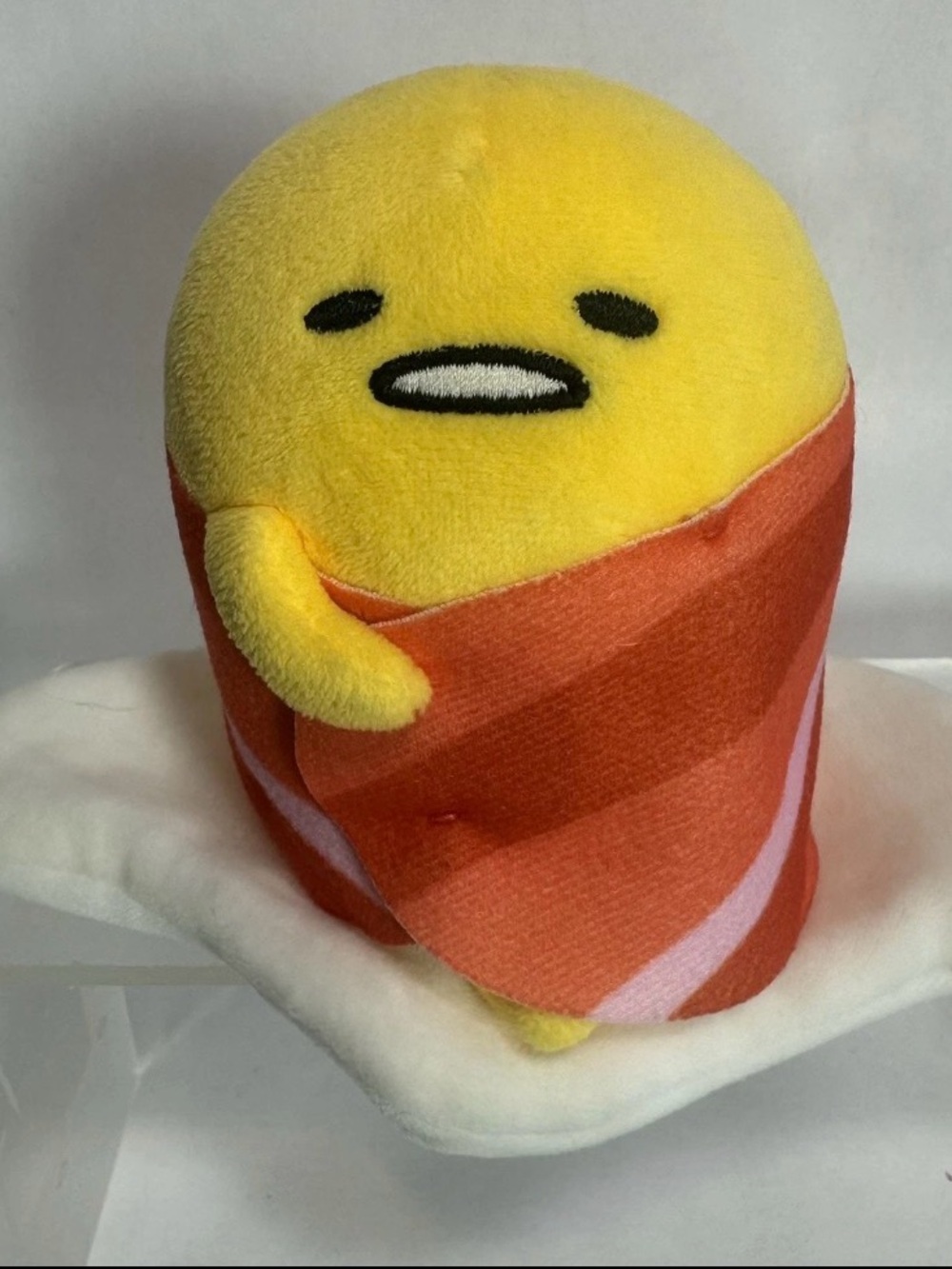 Gund 2013 Gudetama Plush Lazy Egg Wrapped In Bacon Sanrio